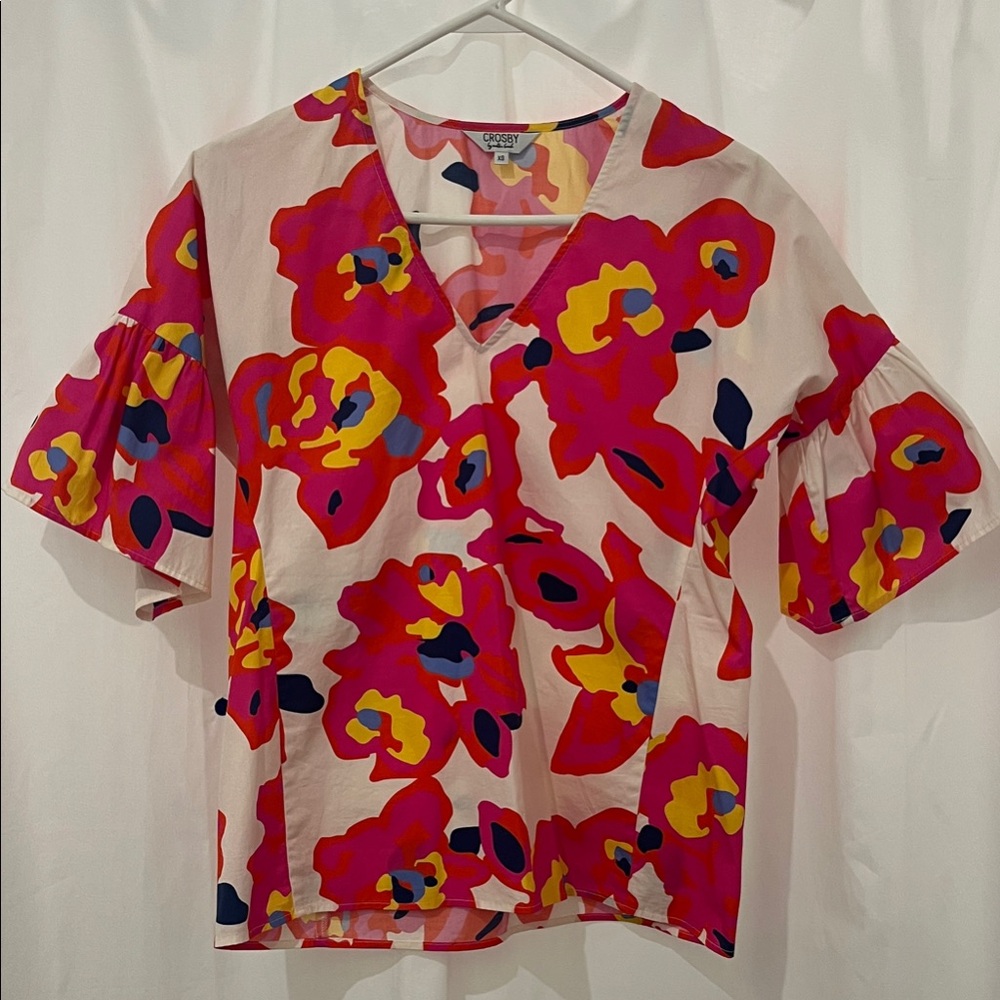 CROSBY Pink and Red Floral Blouse